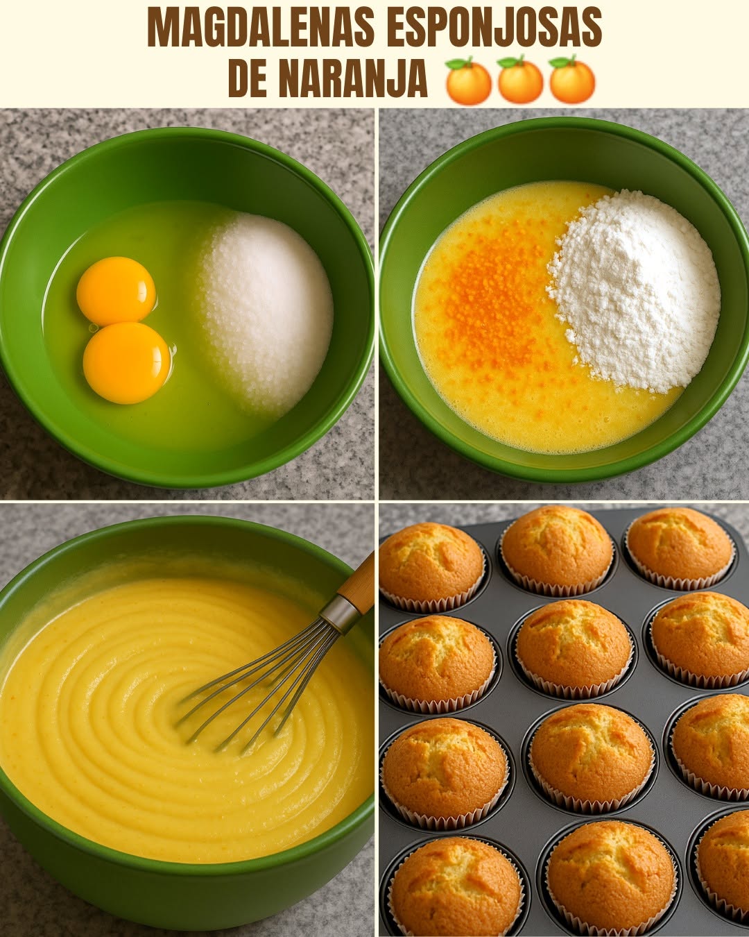🍊 MAGDALENAS ESPONJOSAS DE NARANJA 🍊