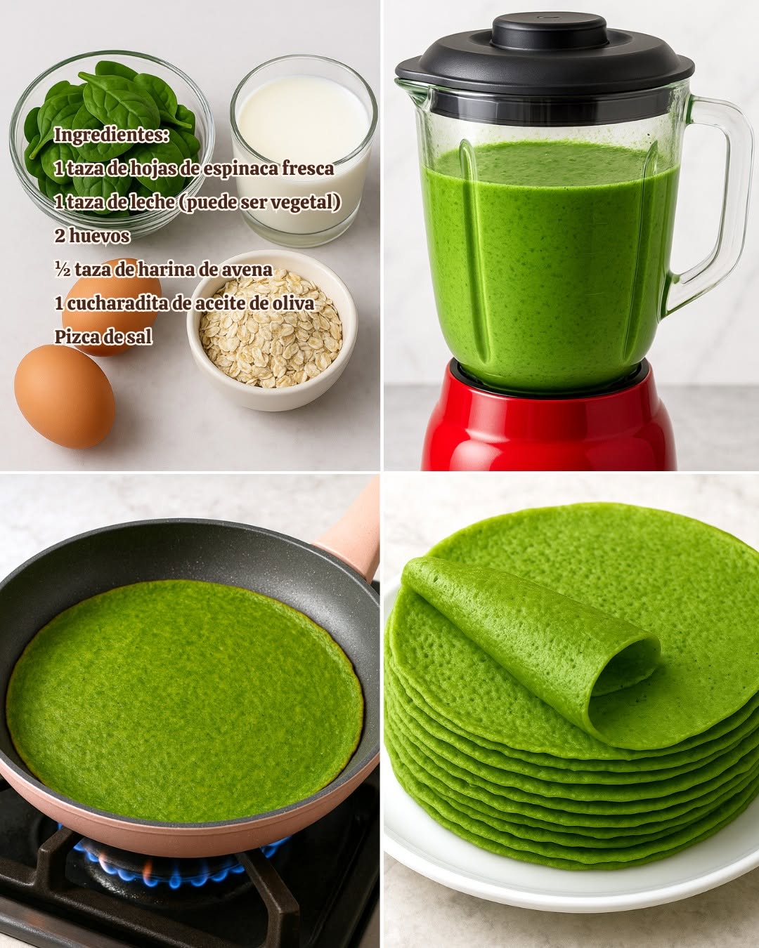 🌿 Crepas Saludable de Espinaca y Avena 🌿
