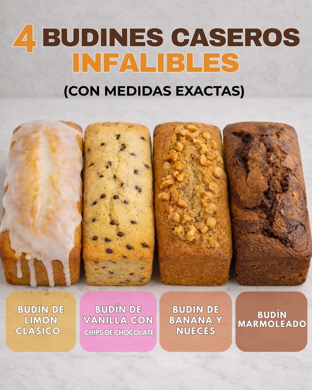 4 BUDINES CASEROS INFALIBLES (con medidas exactas)