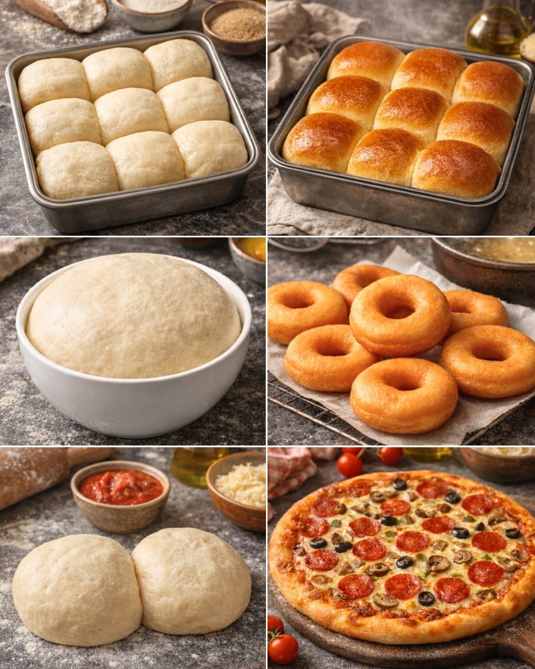🥖🍩🍕 Aquí tienes 3 masas básicas  para que prepares  