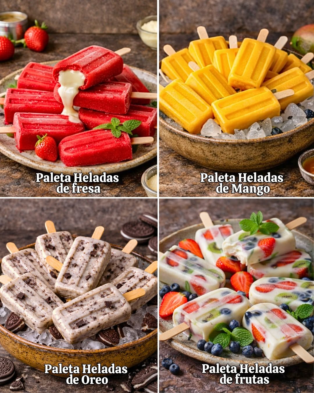 4 Exquisitas y Faciles Recetas para hacer paletas heladas en casa 😋🍨🍧