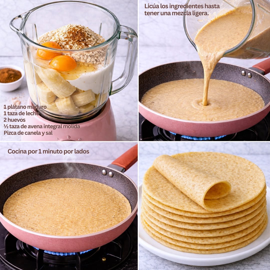 🥞 Crepas de Avena Integral con Plátano🍌🥞