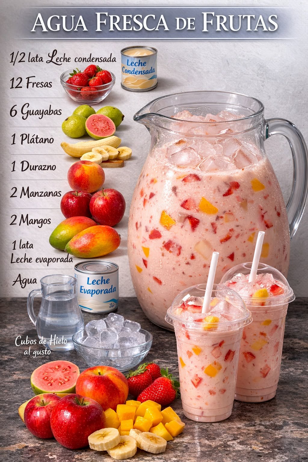 Agua Fresca de Frutas 🥭🍓🍑 (CREMOSA Y RENDIDORA)