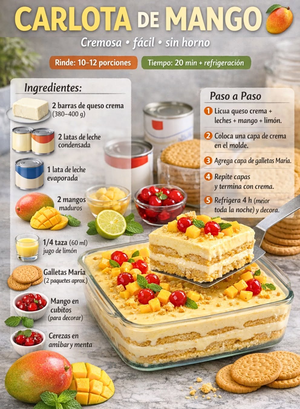 Carlota de Mango Cremosa que se Derrite en la Boca 🥭🍰