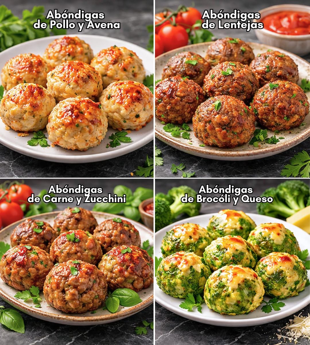 4 recetas de albóndigas saludables 🧀🥬🥦🥕