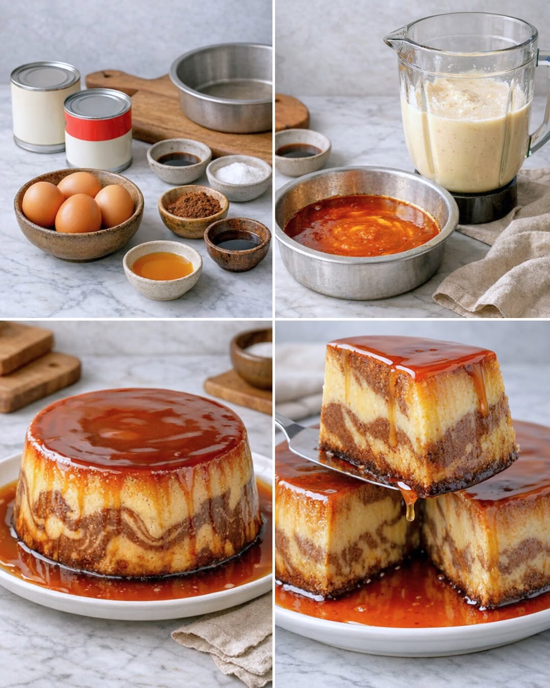 Flan Cremoso de Chocolate y Vainilla