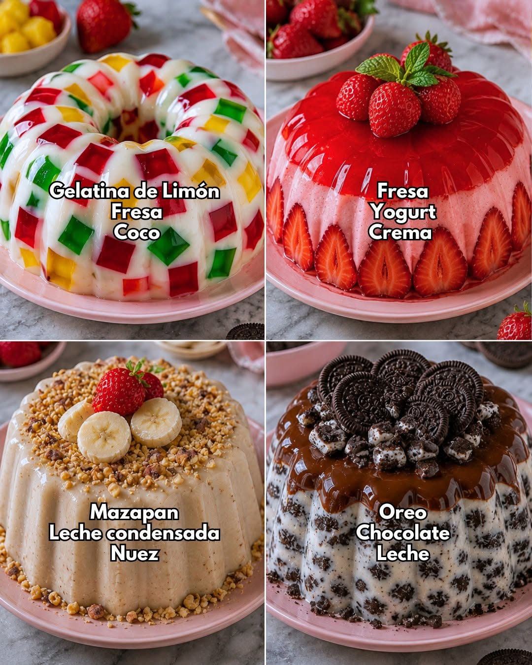 4 Recetas Deliciosas de Gelatinas Cremosas y Fáciles 😋😍🍮