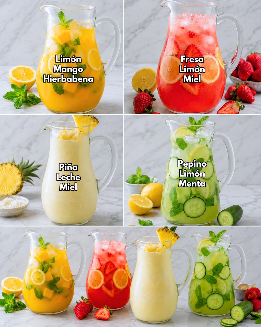 Ideas de  Bebidas Refrescantes fáciles de hacer 🍋🥭🍍🍓