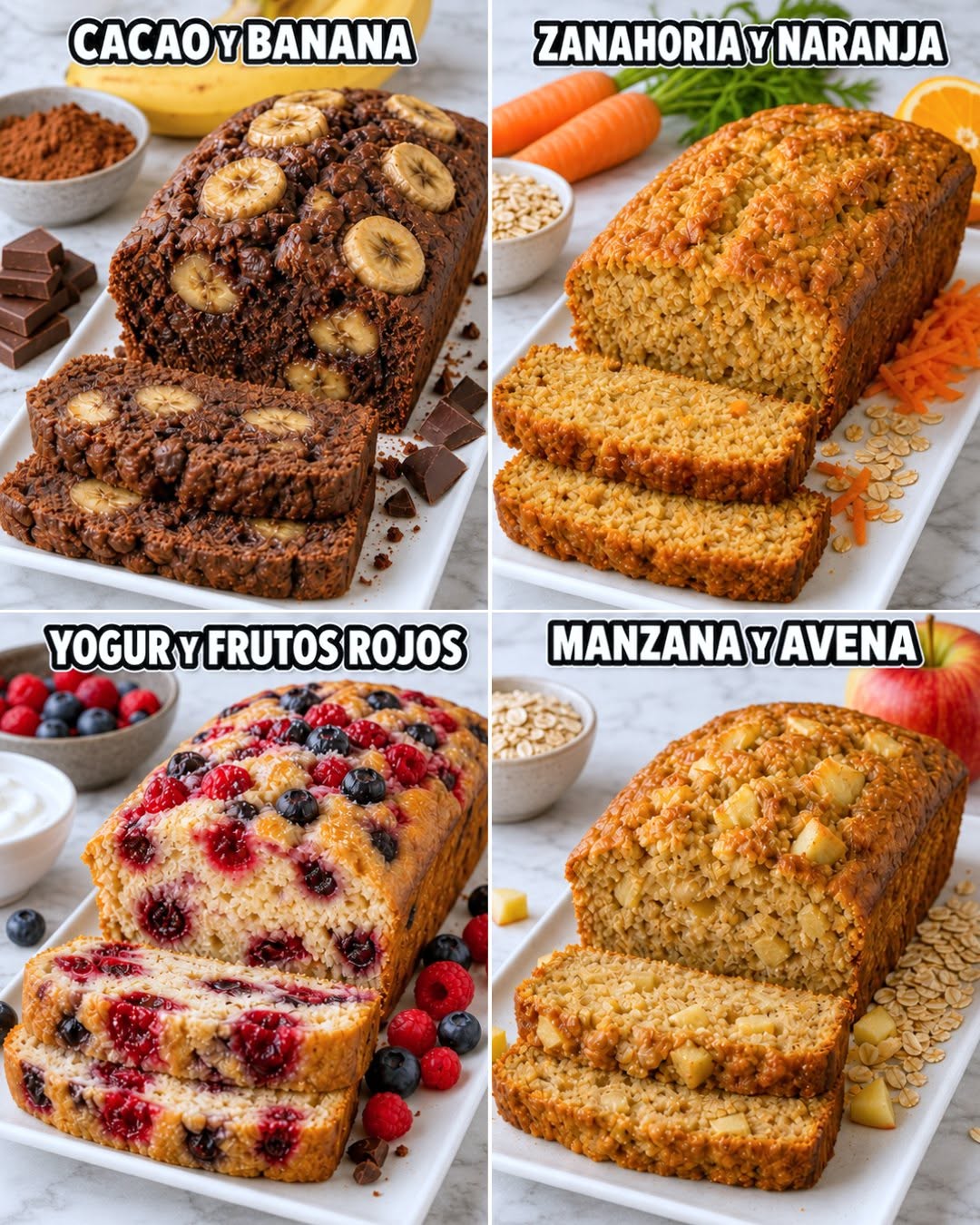 4 Recetas rápidas  de Budines Saludables