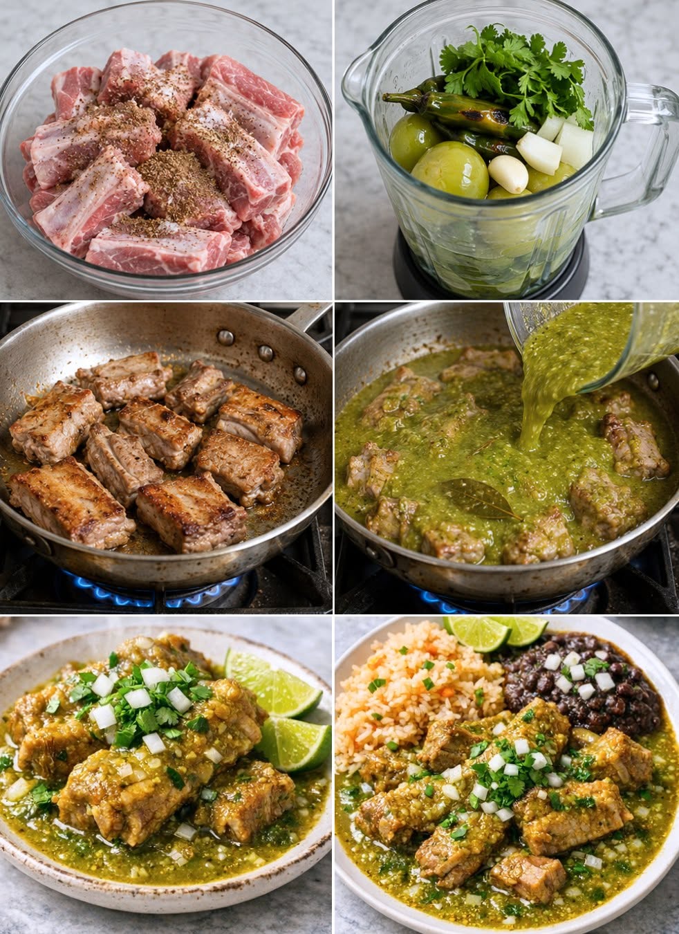 Costillas en salsa verde con sabor de casa 