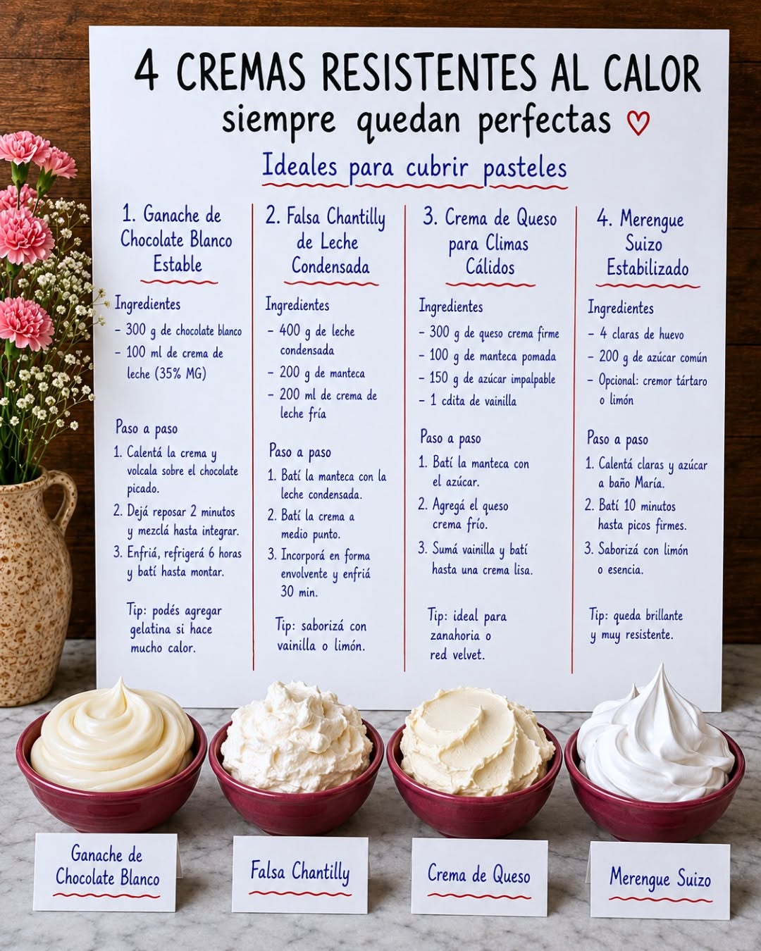 Receta paso a paso 4 Cremas  resistentes al calor 4