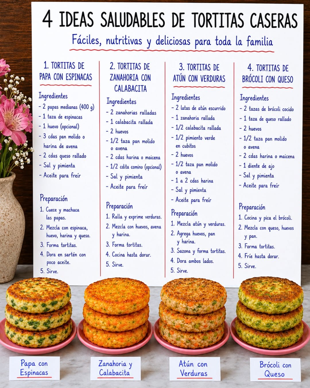 Paso a paso 4 Ideas Saludables de Tortitas Caseras