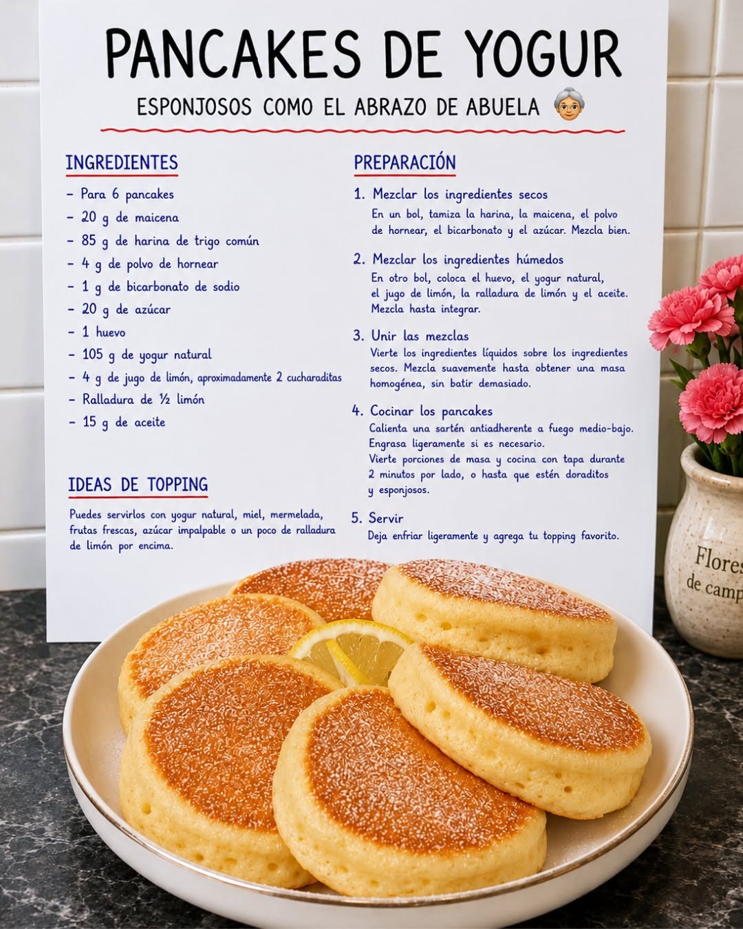 Paso a paso Pancakes de Yogur, Esponjosos como el abarzo de Abuela 👵