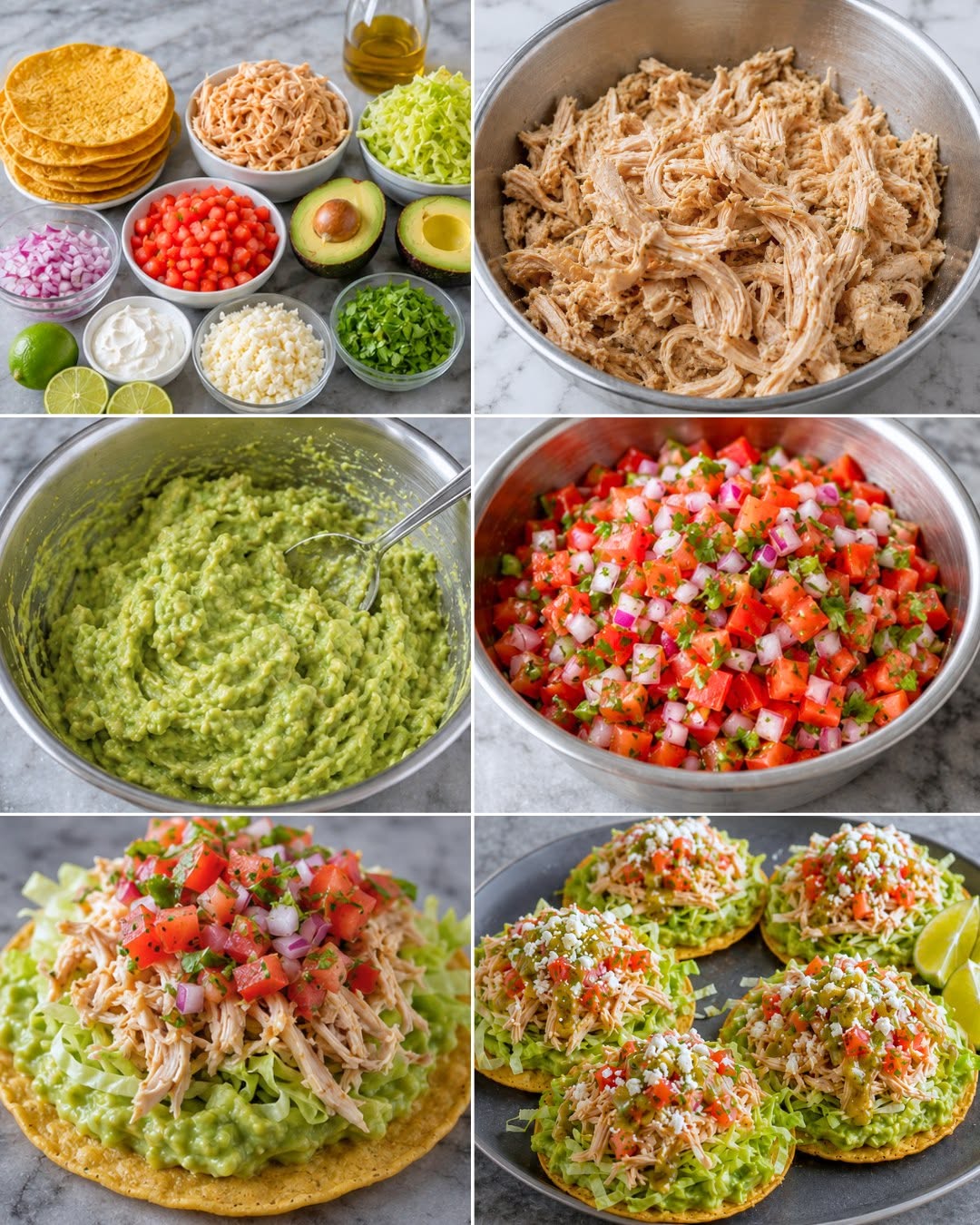 TOSTADAS DE POLLO CON AGUACATE  🌮🥑