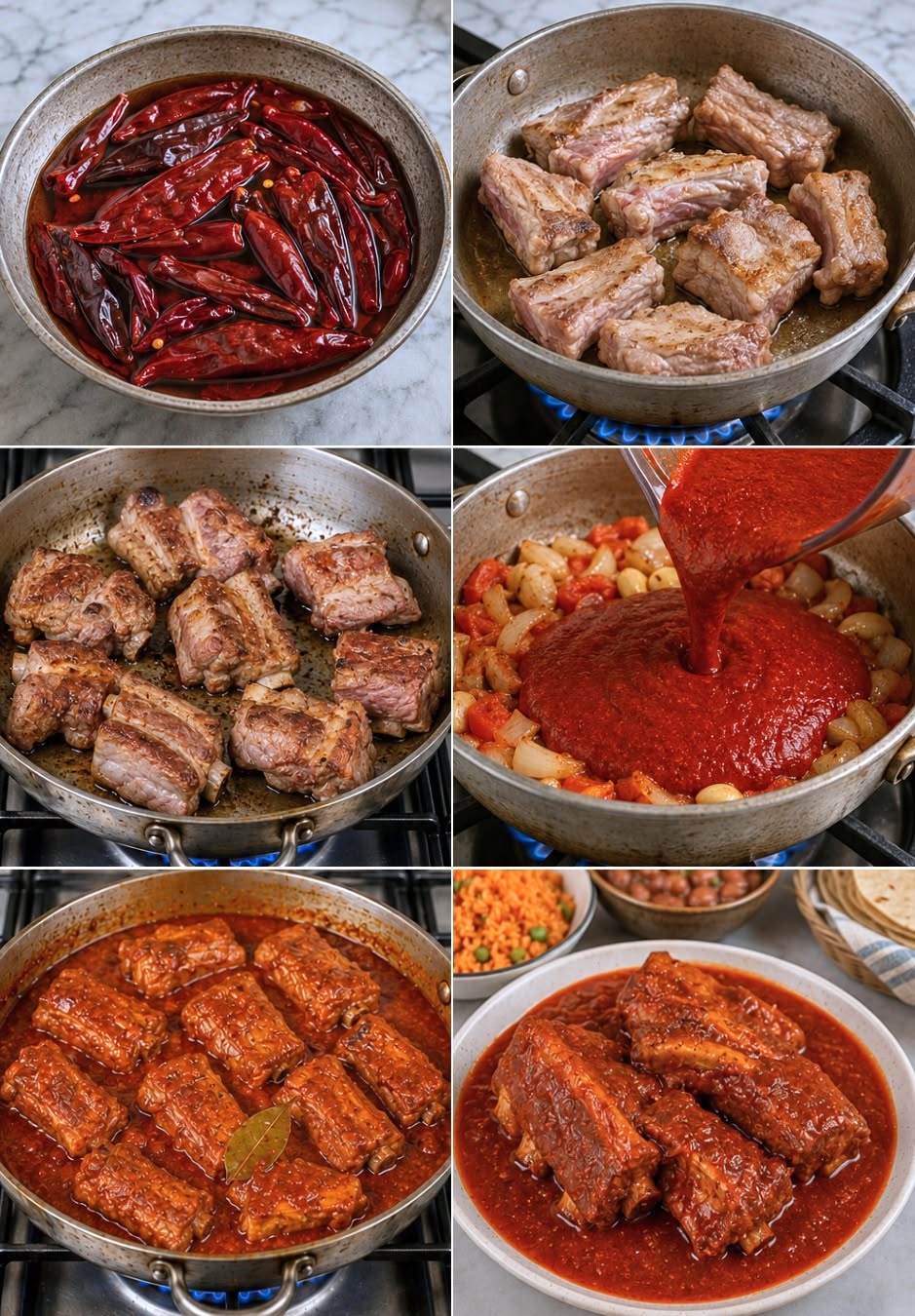 HOY COSTILLAS DE CERDO EN  CHILE COLORADO 🌶