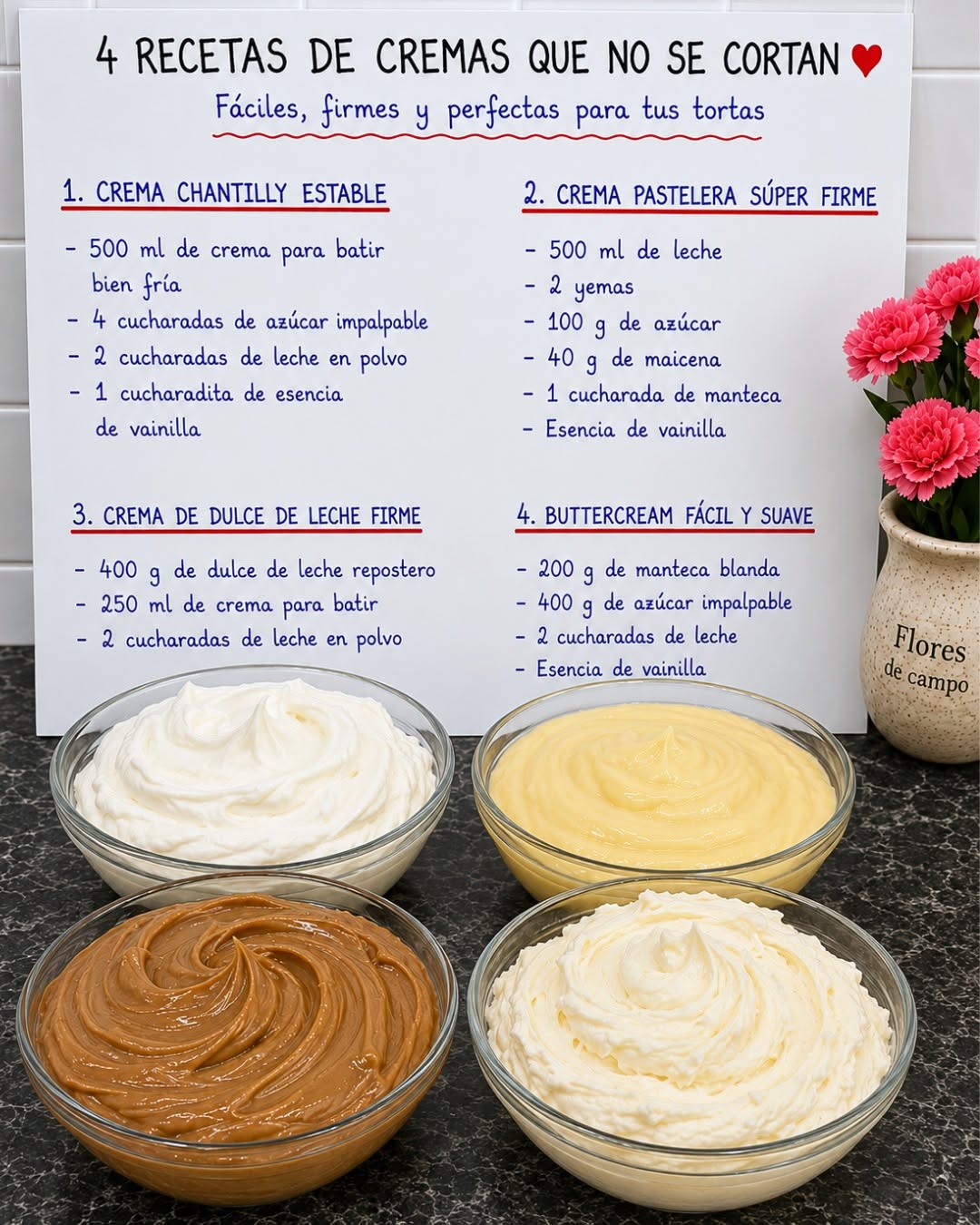 4 RECETAS DE CREMAS QUE NO SE CORTAN 🍰✨