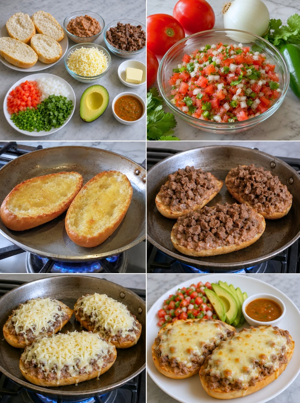 MOLLETES DE CARNE ASADA Y QUESO 🧀