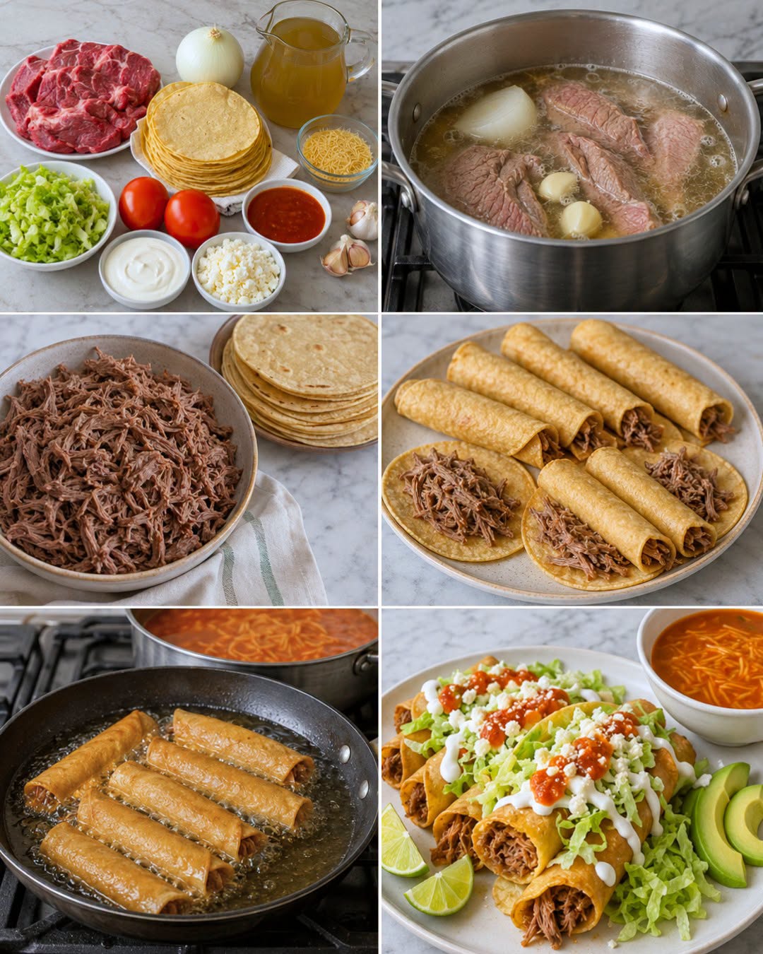 Tacos dorados de carne de res con sopita aguada bien casera 🌮🍲