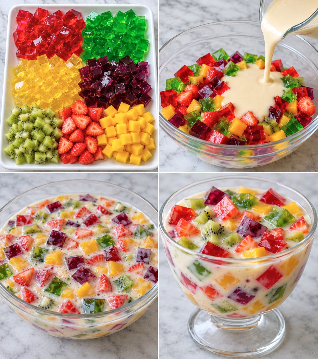 Cuando hago Gelatina de Mosaico con frutas y yogurt, 