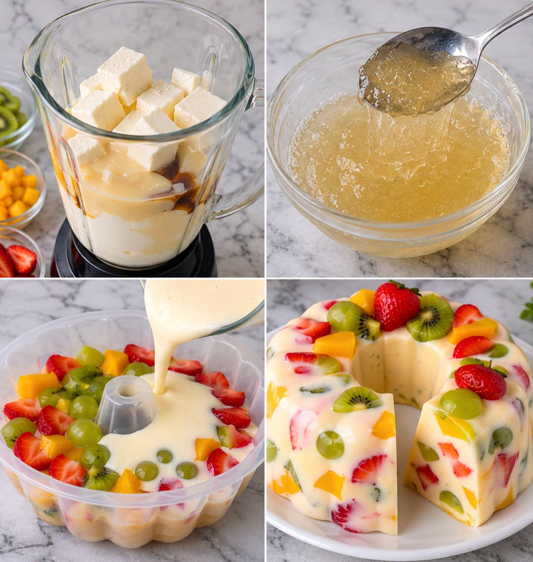 GELATINA DE FRUTAS Y QUESO CREMA QUE FÁCIL 😱