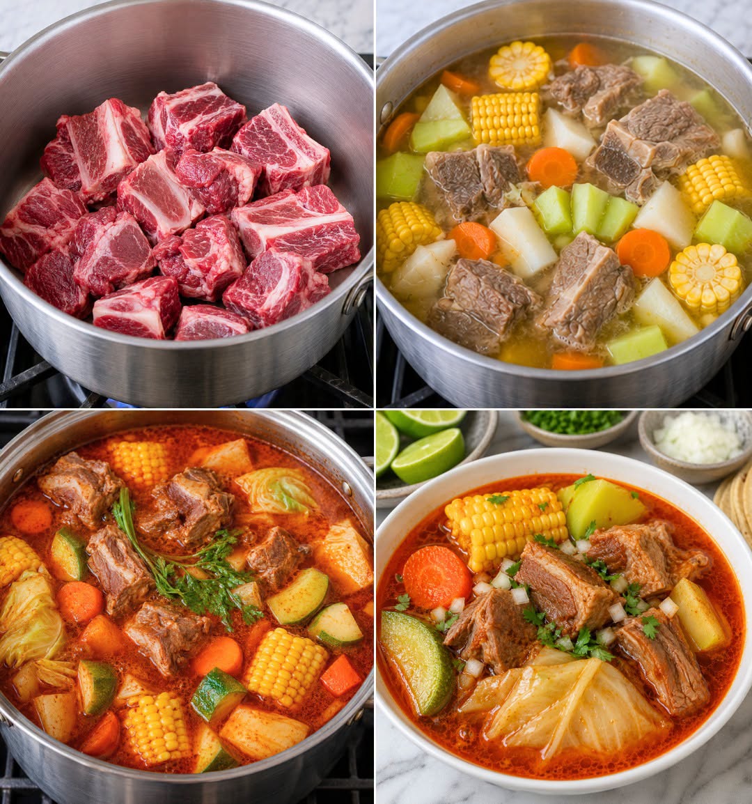 Caldo de Res en Chile Colorado, bien casero